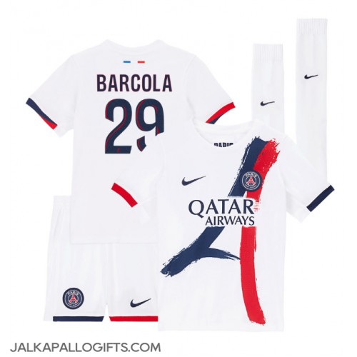 Paris Saint-Germain Bradley Barcola #29 Vieras Peliasu Lasten 2024-25 Lyhythihainen (+ Lyhyet housut)